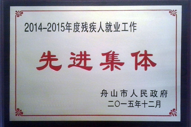 2014-2015年度市政府殘疾人就業工作先進集體
